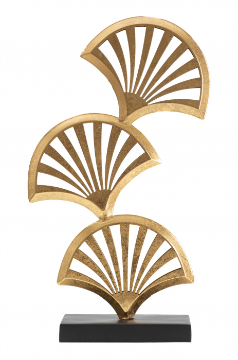 Decoratiune Sculpture Leaf, Fier, Auriu/Negru, 44x10x23.5 cm [5]