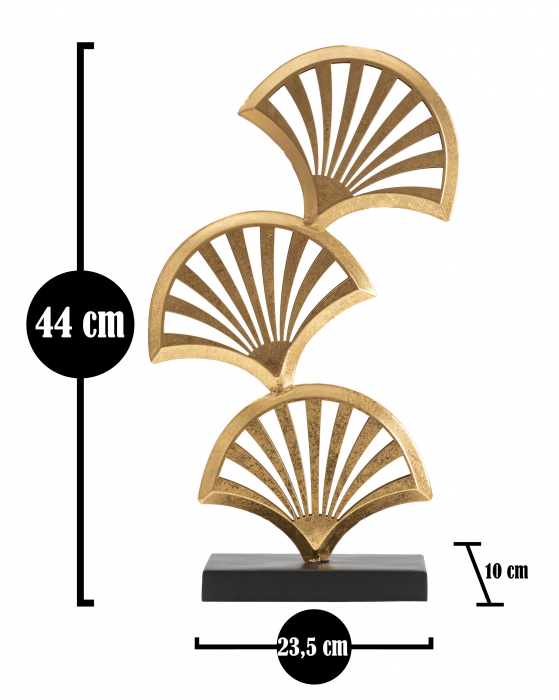 Decoratiune Sculpture Leaf, Fier, Auriu/Negru, 44x10x23.5 cm [6]