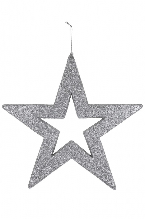 Decoratiune Star Glamour, Fibre sintetice, Argintiu, 2x33x40 cm