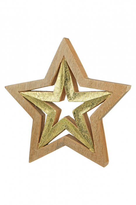Decoratiune stea, GILDING, lemn, 2.5X16X16 cm [2]