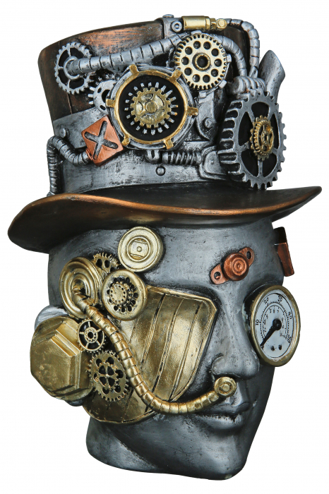 Decoratiune Steampunk Female, Rasina, Argintiu/Auriu, 16x20x18 cm [3]