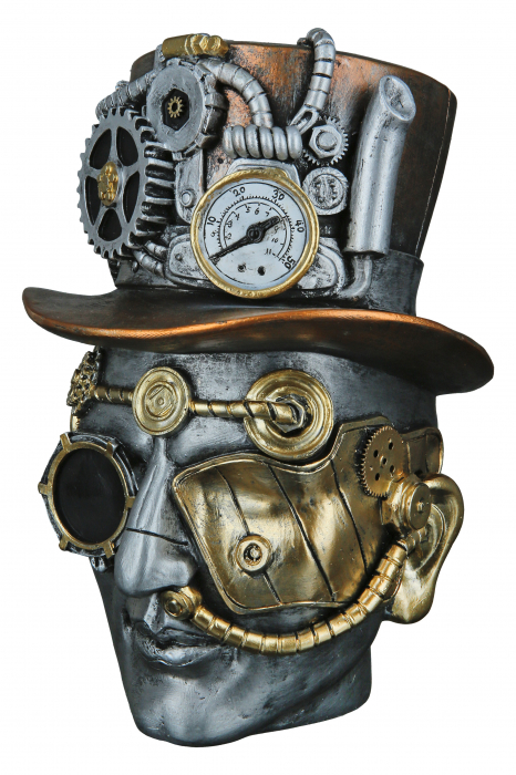 Decoratiune Steampunk Male, Rasina, Argintiu/Auriu, 16x20x18 cm [4]