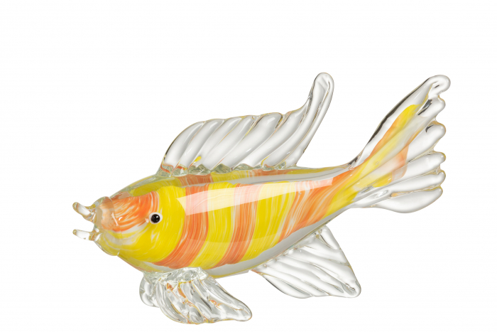 Figurina Fish, Sticla, Galben, 25x6.5x15 cm