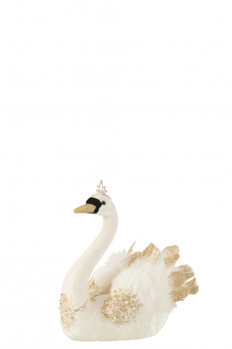 Decoratiune Swan Sitting, Fibre sintetice, Alb, 29x12x27 cm [2]