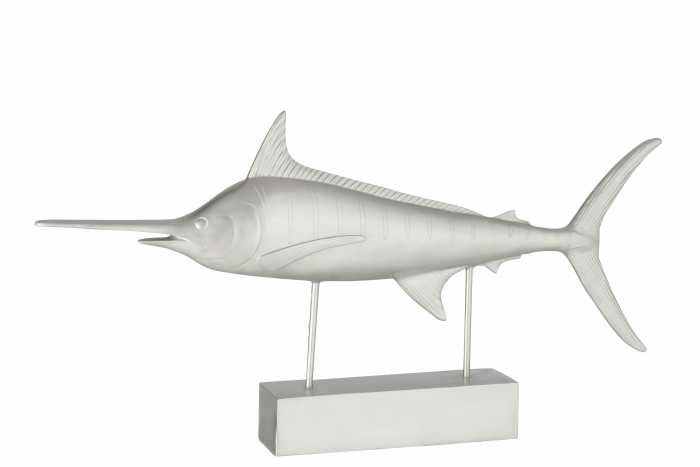 Decoratiune Swordfish on Foot, Rasina, Silver, 72x8x37.5 cm
