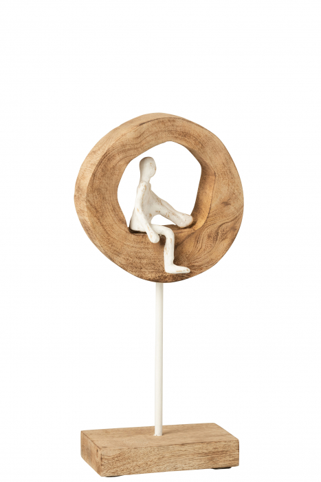 Decoratiune Thinker Ring, Lemn, Natural, 19x8x38 cm