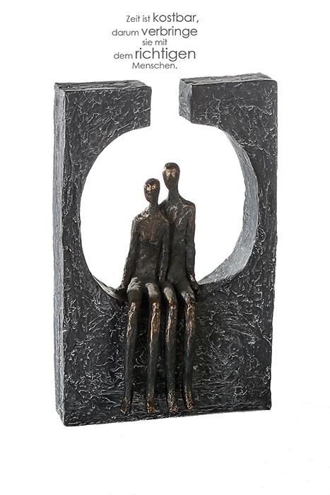 Decoratiune Togetherness, rasina, bronz gri, 17.5x27.5x7 cm