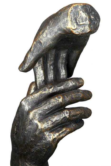 Decoratiune Two hands, Rasina, Bronz/Gri, 13x21x7 cm [6]