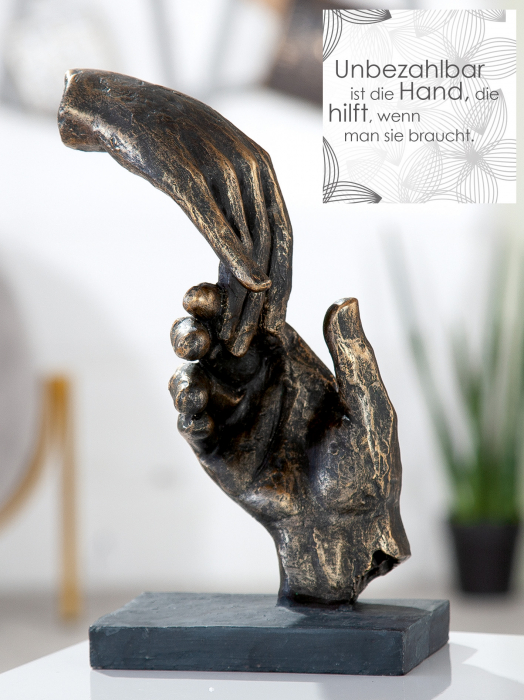 Decoratiune Two hands, Rasina, Bronz Gri, 13x21x7 cm