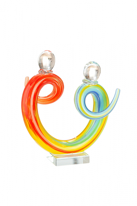 Decoratiune Wave Couple, sticla, multicolor, 22x12x24 cm