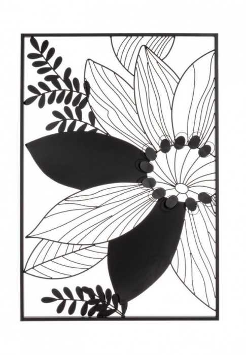 Decoratiune Zaira, Metal, Negru, 60x2.5x88 cm