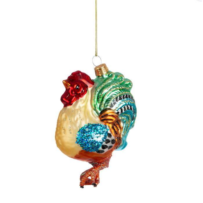 Decoratiuni pentru brad, Cocos, „Hahn”, Sticla, multicolor, PU 6, L. 5,5 cm, L. 8,5 cm, H 11 cm [2]