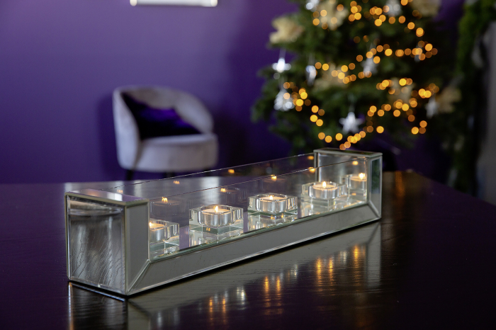 DILARA, Suport lumânare pentru 4 tea lights, Sticlă, 53x11x10 cm [7]