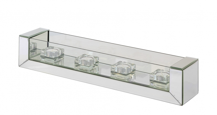 DILARA, Suport lumânare pentru 4 tea lights, Sticlă, 53x11x10 cm [2]