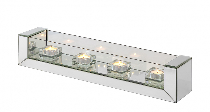 DILARA, Suport lumânare pentru 4 tea lights, Sticlă, 53x11x10 cm [3]