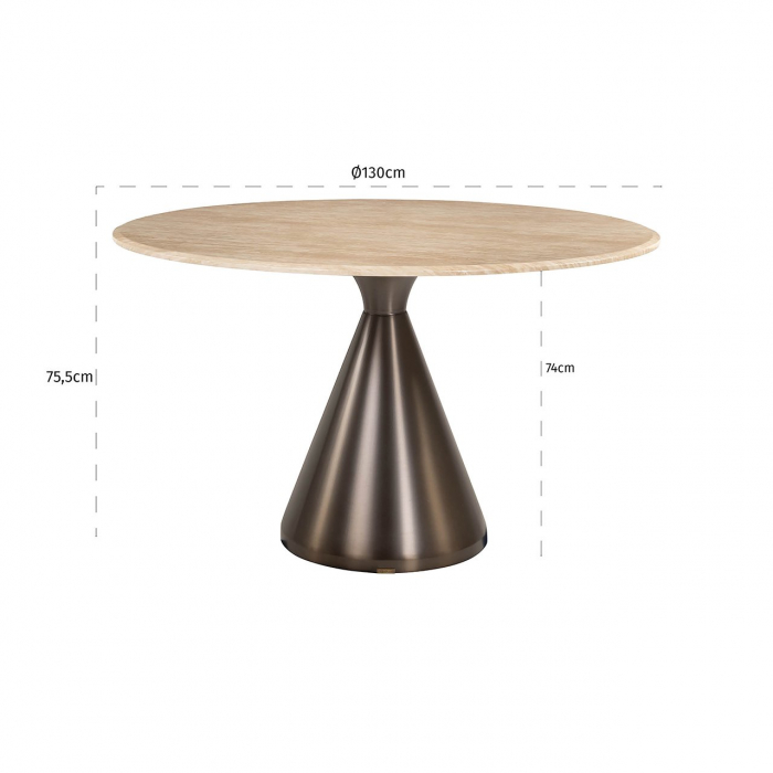 Masă de dining Montgommery 130Ø (bej), Dims: 75.5 x 130.0 x 130.0 cm [2]