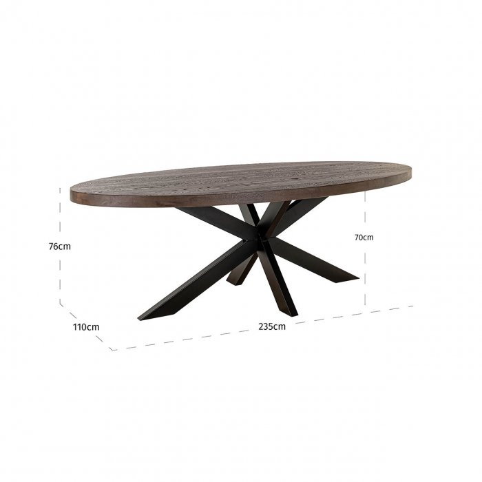 Masă de dining Watson maro 235 incl. picior negru (Maro închis), Dims: 76.0 x 235.0 x 110.0 cm [5]