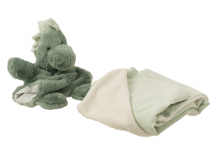 Set dinozaur si paturica, Fibre sintetice, Verde menta, 26x12x32 cm [2]