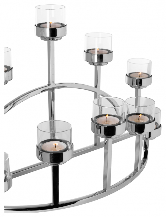 DOMIAN, Suport lumânare pentru tea lights, inclusiv Pahare, nichel, 48x17x30 cm [4]
