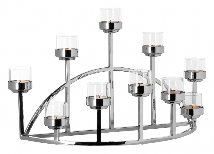 DOMIAN, Suport lumânare pentru tea lights, inclusiv Pahare, nichel, 48x17x30 cm [3]