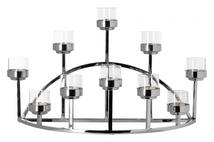 DOMIAN, Suport lumânare pentru tea lights, inclusiv Pahare, nichel, 48x17x30 cm [2]