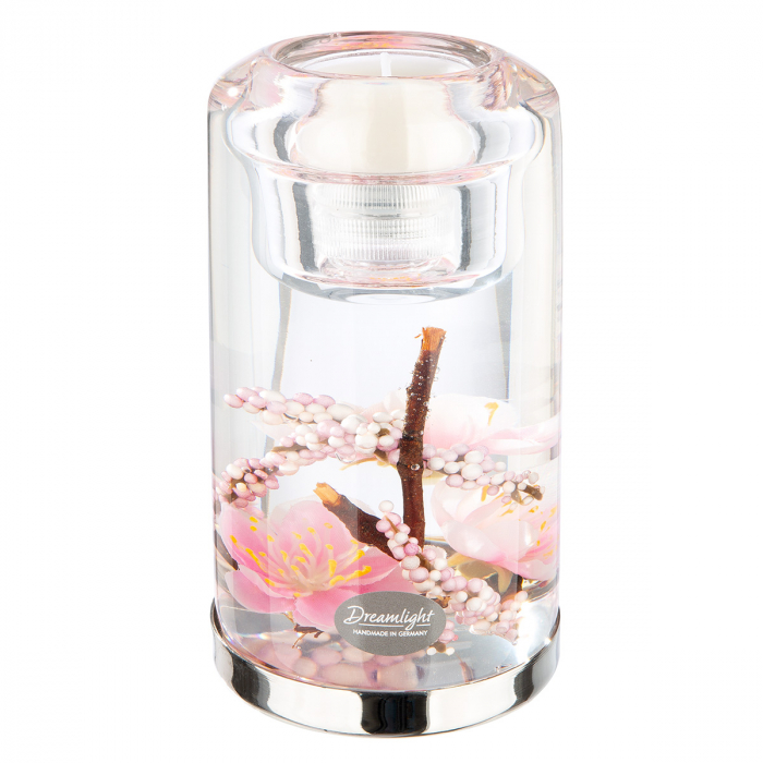 Dreamlight, Lumanare Tealight (LED), Candela Classic, Hanamy, Floare de cires, Sticla, trandafir, PU 4, H. 14,5 cm, D. 7,2 cm [1]