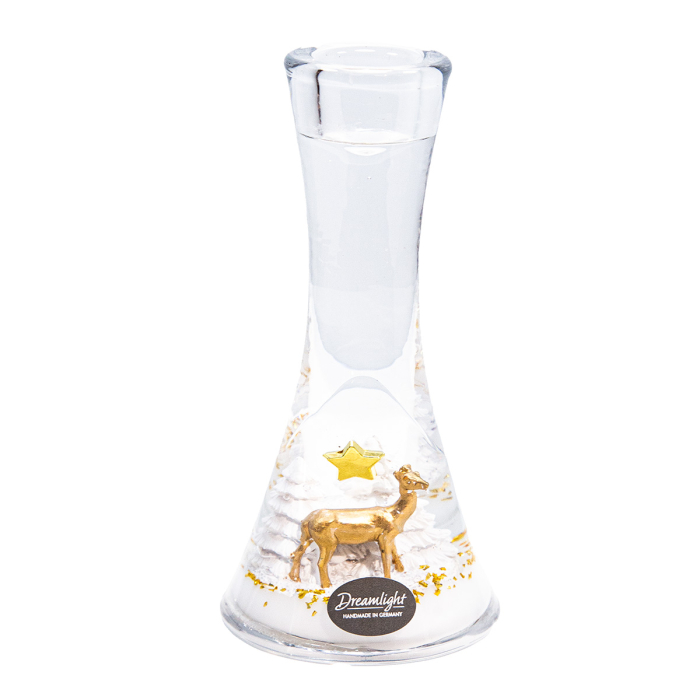 Dreamlight, Sfesnic, Merlin Smart, „Renul tarii Minunilor”, Motiv cu ren, Sticla, alb, auriu, PU 6, L. 6,8 cm, L. 6,8 cm, H 14 cm [3]