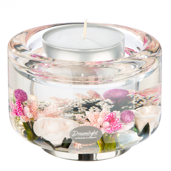 Dreamlight, Suport lumanare, Elora, Little Rose, Sticla, roz, PU 4, H. 8,5 cm, D. 11 cm [1]