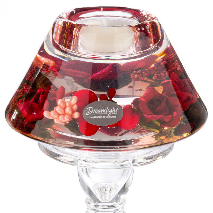 Dreamlight, Suport lumanare, Lampă Memphis, Adele, trandafir, Sticlă, roșu, PU 2, H. 20 cm, D. 12 cm [2]