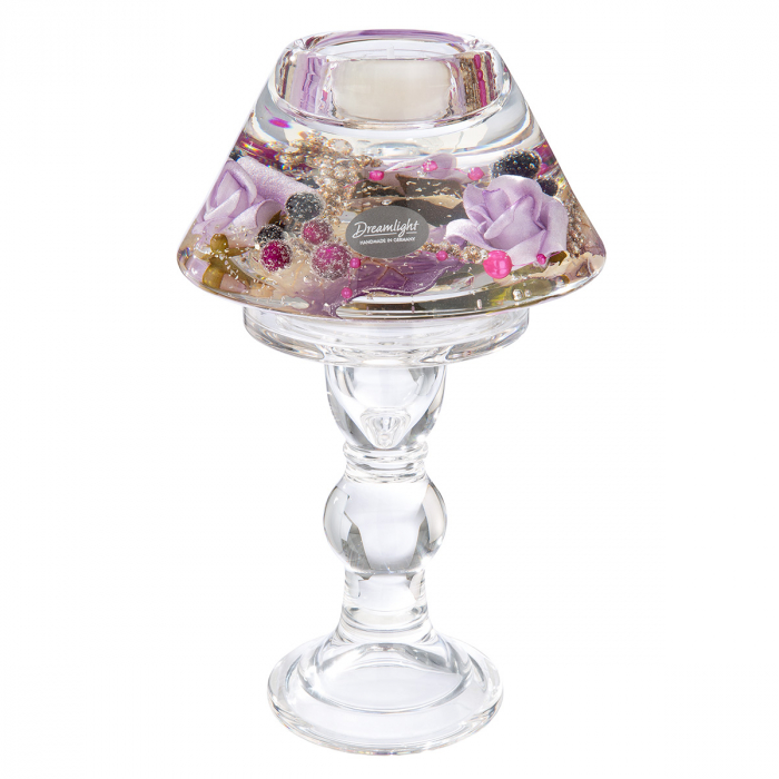 Dreamlight, Suport lumanare, Lampă Memphis, Claire, trandafir, Sticlă, violet, PU 2, H. 20 cm, D. 12 cm [1]