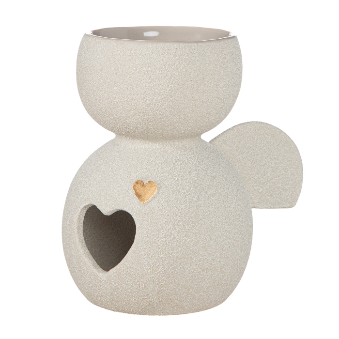 Arzator de aroma, Ingeri, „Inima”, Ceramica, gri, PU 6, L. 10 cm, l. 10 cm, H. 13 cm [2]