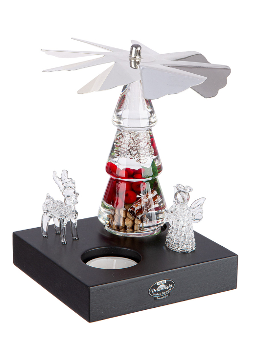 Dreamlight, Suport lumanare tip tealight, Baza mini piramida din lemn, „Noel”, Sticla, rosu, PU 2, L. 13 cm, L. 16 cm, H 16 cm [2]