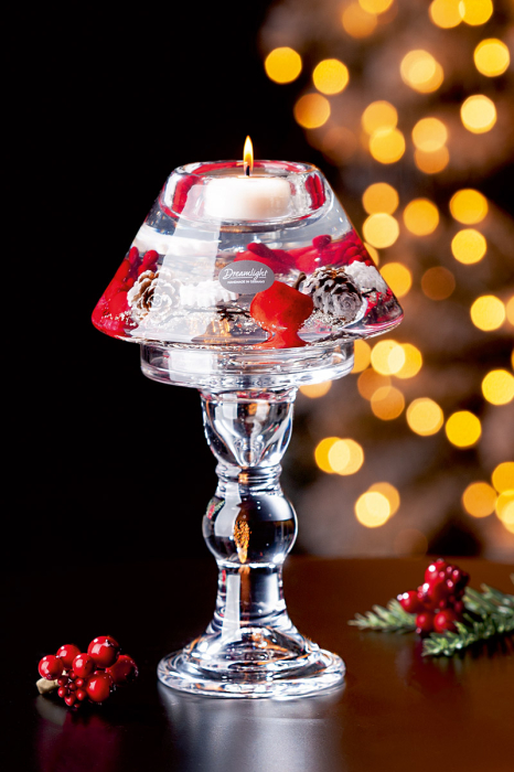 Dreamlight, Suport lumanare tip tealight, Lampa Memphis, „Winter Berries”, Roz, Sticla, rosu, PU 2, H 20 cm, A. 12 cm [1]