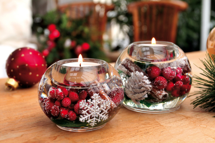 Dreamlight, Suport lumanare tip tealight, Mercury, „Noel”, motiv fulg de zapada, sticla, rosu, PU 6, H 7 cm, A. 9 cm [1]