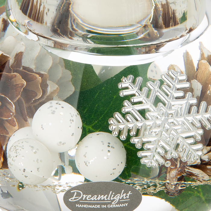 Dreamlight, Suport lumanare tip tealight, Mercury, „Winter Time”, Sticla, verde, alb, PU 6, H 7 cm, A. 9 cm [2]