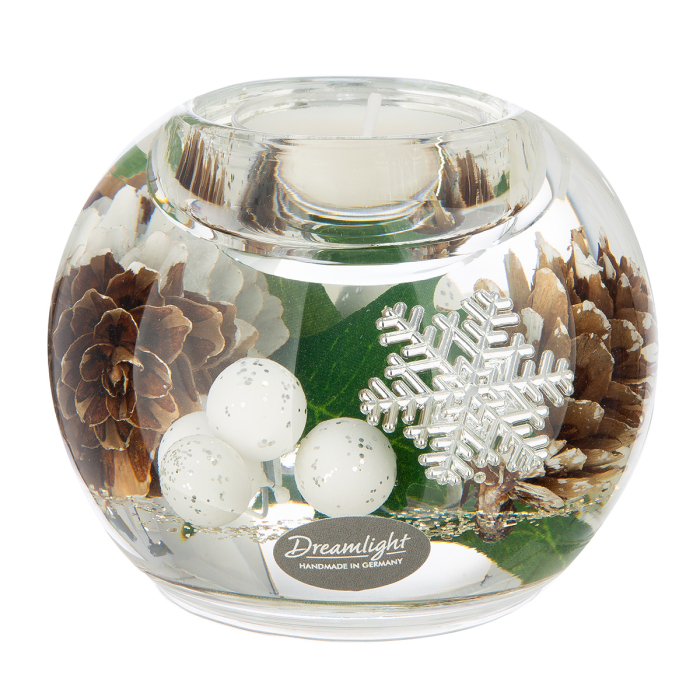 Dreamlight, Suport lumanare tip tealight, Mercury, „Winter Time”, Sticla, verde, alb, PU 6, H 7 cm, A. 9 cm [4]