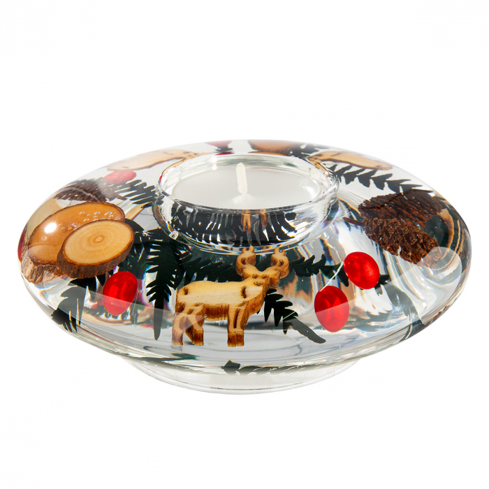 Dreamlight, Suport lumanare, Ufo Classic, Dragoste de casă, motiv Dreamcatcher, Sticlă, maro, PU 4, H. 5 cm, D. 14 cm [3]