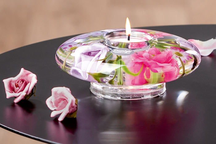 Dreamlight, Suport lumanare, Ufo Classic, Victoria, Sticlă, trandafir, violet, PU 4, H. 5 cm, D. 14 cm [4]