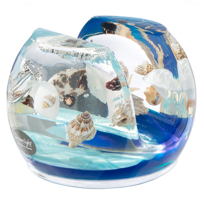 Dreamlight, Suport șervețel, Tivoli, Ocean, Motiv scoici, Sticlă, albastru, PU 4, H. 7 cm, D. 10 cm [1]