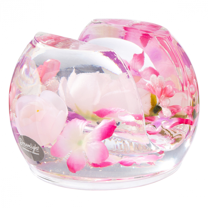 Dreamlight, Suport șervețel, Tivoli, Pink Love, trandafir, Sticlă, trandafir, PU 4, H. 7 cm, D. 10 cm [1]