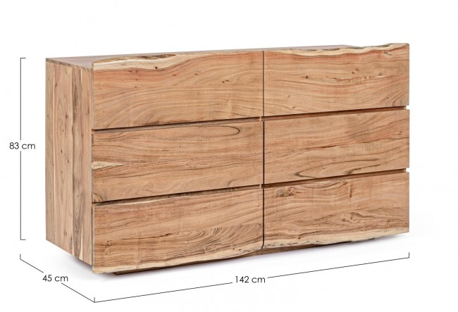 Dulap Aron, Lemn de acacia, Maro, 142x45x83 cm  [2]