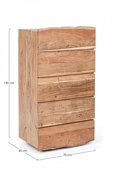 Dulap Aron, Lemn de acacia, Maro, 70x45x130 cm  [2]