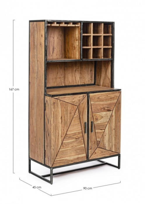 Dulap cu Bar Egon, Lemn, Natural, 90x45x167 [2]
