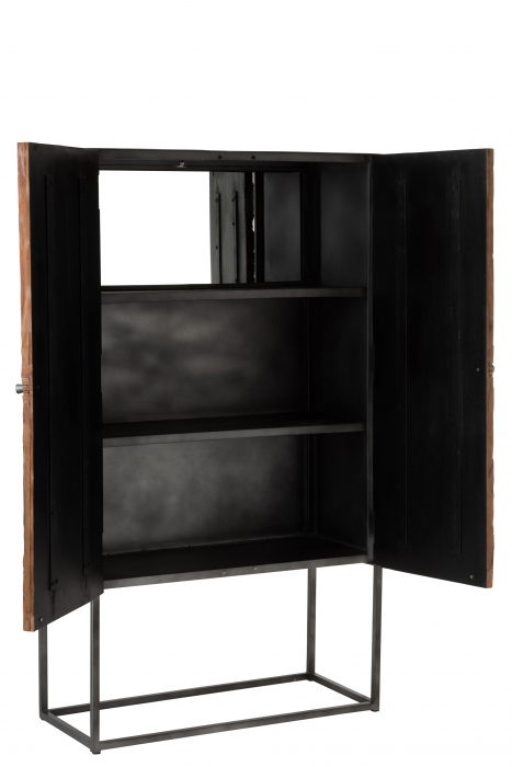 Dulap bar Shanil, Lemn/Metal, Maro/Negru, 90x40x160 cm [5]