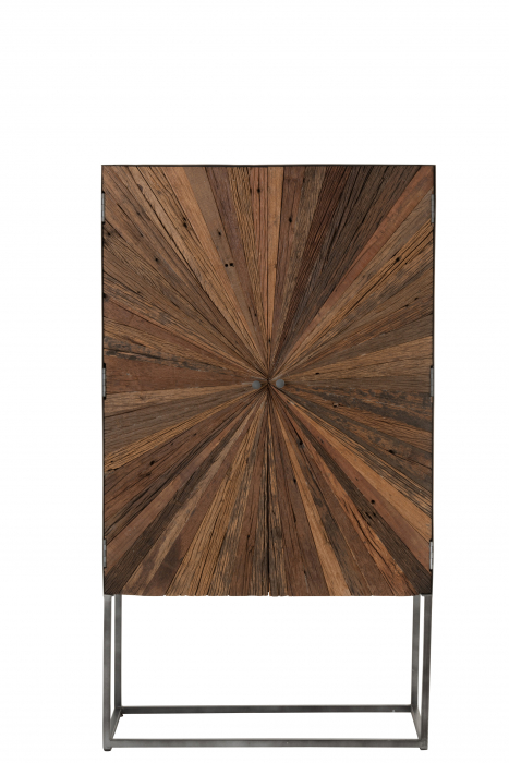 Dulap bar Shanil, Lemn/Metal, Maro/Negru, 90x40x160 cm [2]