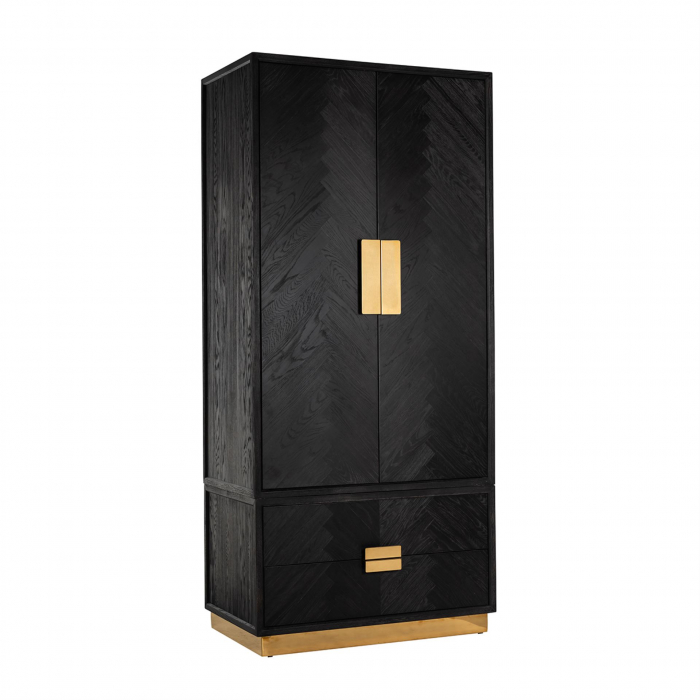 Dulap Blackbone, Furnir Otel inoxidabil, Negru Auriu, 220x100x60 cm