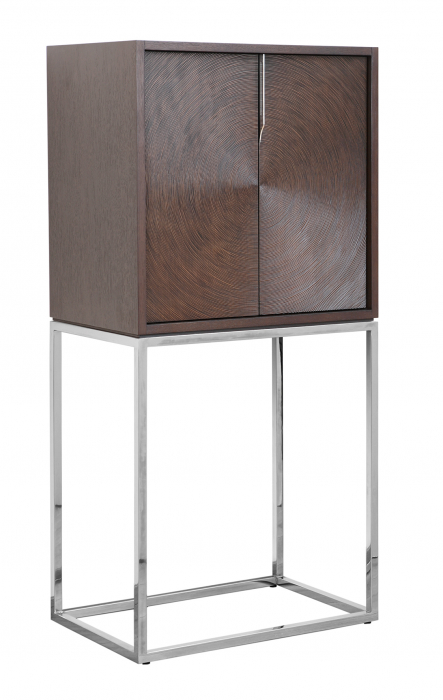 Dulap cu suport metalic Mathis, MDF/Otel inoxidabil , Maro/Argintiu, 51x76x162 cm [3]