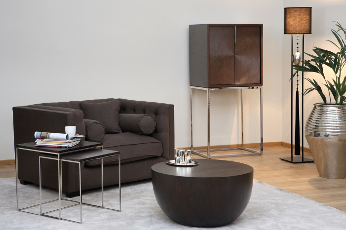 Dulap cu suport metalic Mathis, MDF/Otel inoxidabil , Maro/Argintiu, 51x76x162 cm [2]