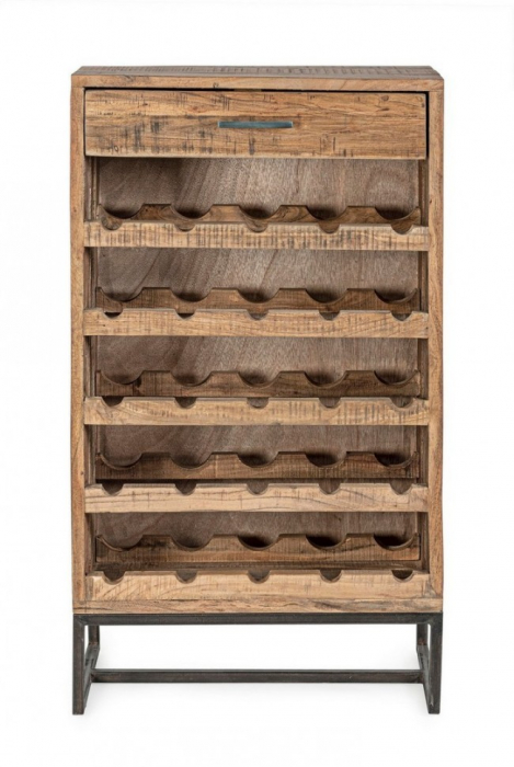Dulap depozitare sticle ELMER, lemn, maro, 60x32x107cm [3]