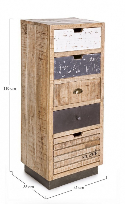 Dulap depozitare TUDOR, lemn, maro, 45x35x110cm [2]